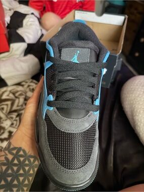Jordan Black and Light Blue Retro Sneakers